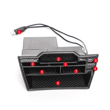 

1 Set Storage Box For Honda Civic Carbon Fiber Car Interior With USB-LED