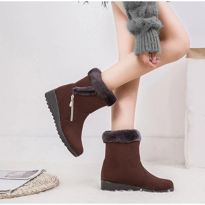MCCKLE/зимние ботинки; новые женские ботильоны; Плюшевые слипоны; теплая пушистая повседневная обувь на платформе; женская обувь; большие размеры