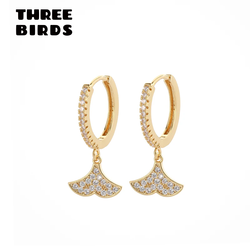 Новые трендовые серьги-гвоздики с кубическим цирконием хвост дельфина модные золотые серебряные серьги с маленькими животными для женщин девушек ювелирные изделия