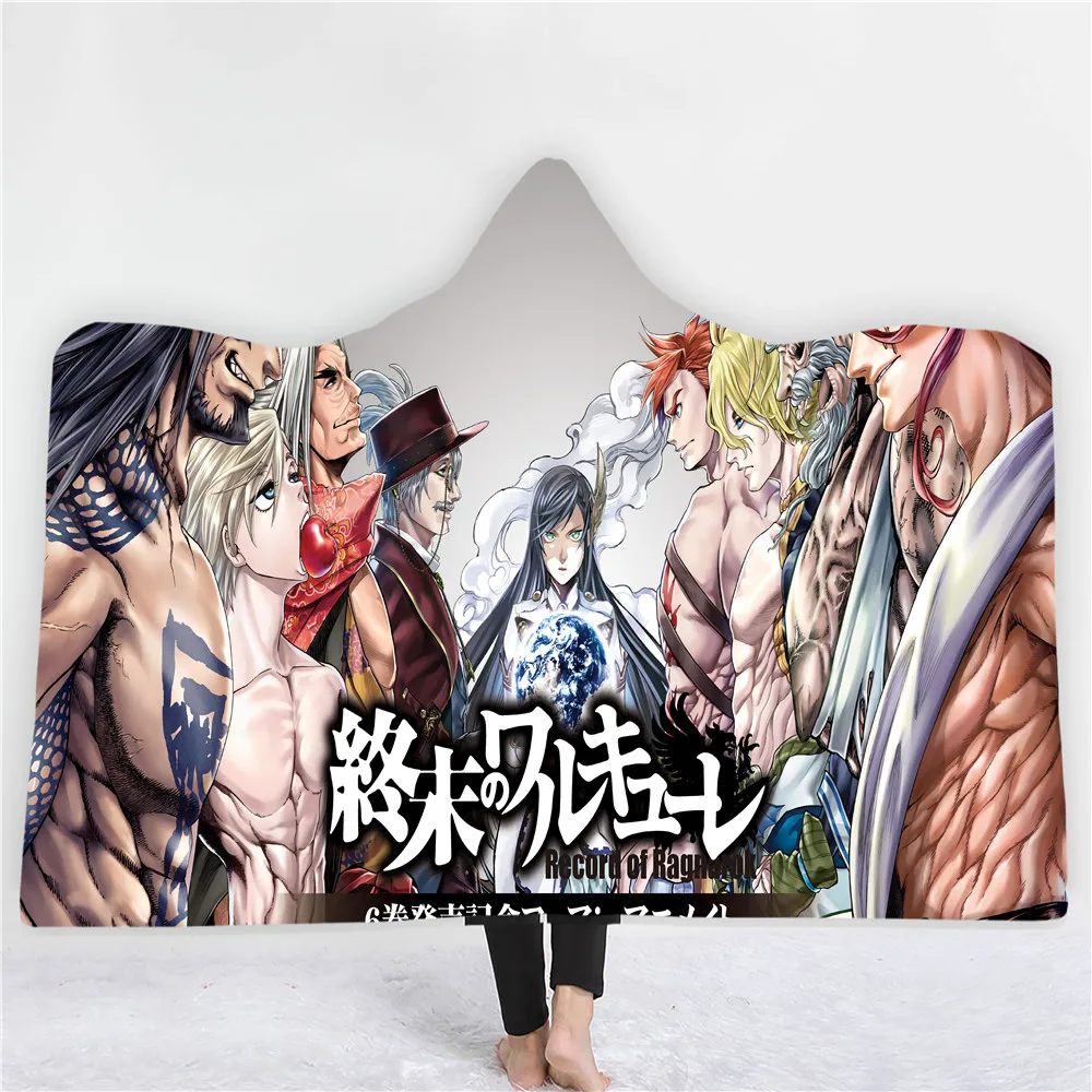 

Anime Record of Ragnarok 3D Printing Throw Hooded Blanket Wearable Warm Fleece Bedding Office Quilts Soft Adults Travel 04