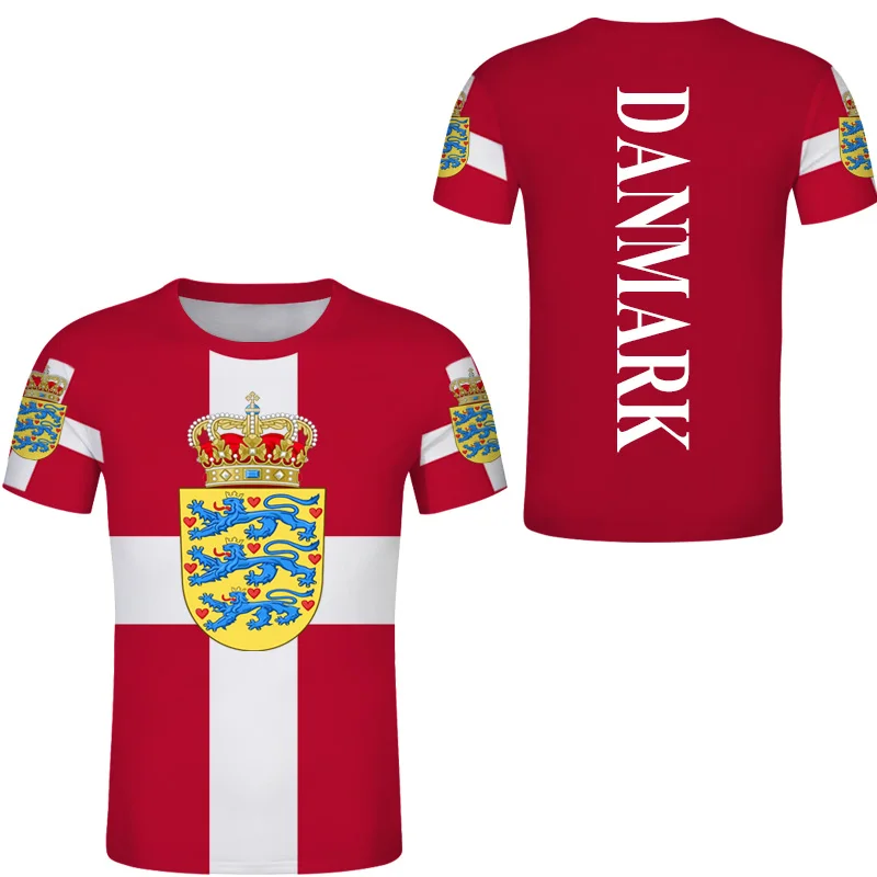 Denmark Free Custom T Shirt Danmark Nation Flag Tshirts Tee Shirts Dansk Country DIY Top Photo Picture Team Jersey Made Name | Мужская