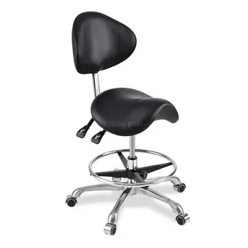 

Modern Message Saddle Chair With Footrest&Swivel Adjustable Leather Chair Medical Spa Drafting Stool with Back For Home/Office