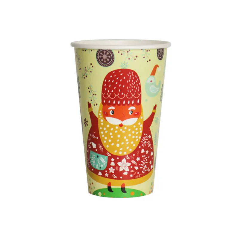 only cup1 50 шт. Рождественская Чашка 500 мл красный чайный пакет одноразовые чашки вечерние Кофе Чай креативный утолщенный бумажный кружки с крышками - Цвет: only cup1