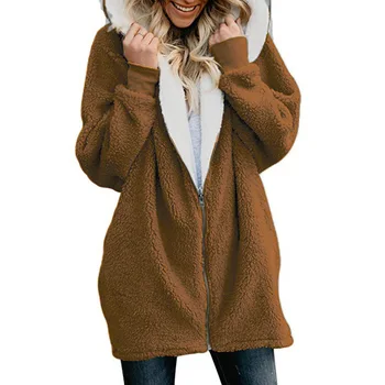 

Women's clothing European and American lamb cardigan in the long lamb jacket female