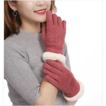 1 пара, женские кашемировые бархатные теплые зимние перчатки с сенсорным экраном, ветрозащитные перчатки, варежки, перчатки для велоспорта на открытом воздухе WA 002