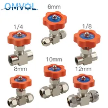 Прочная трубка никелированная латунная вилка игольчатый клапан OD 6 мм/8 мм/10 мм/12 мм