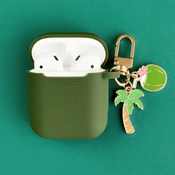 

Cute Coconut Silicone Case for Apple Airpods 1/2 Case Accessories Bluetooth Earphone Box Cover Wireless Headphone Bag Key Ring