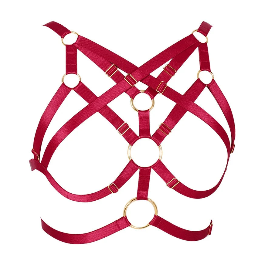 Gothic Sexy Crop Tops Alluring Women Harness Bra Elastic Adjust Cage Strappy Halter Hollow Out Fashion Bra Bustier Party Rave