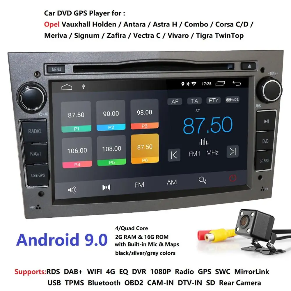 Cheap QuadCore Android 9.0 2 Din 7" Car DVD Player GPS For Vauxhall Opel Antara VECTRA ZAFIRA Astra with SWC DTV DVR Bluetooth camera 1