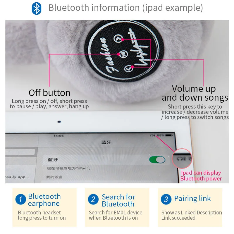 Bluetooth Wireless Headphone With Microphone Warm Earmuffs Winter Child Earphones Kids Girl Music Helmet For iPhone 12 phone