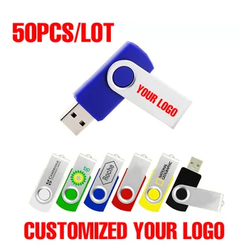 

50PCS/Lot Hot Sale Swivel Plastic Usb Flash Drive 128MB 4GB 8GB 16GB 32GB 64GB Customized LOGO key U Disk Portable Storage