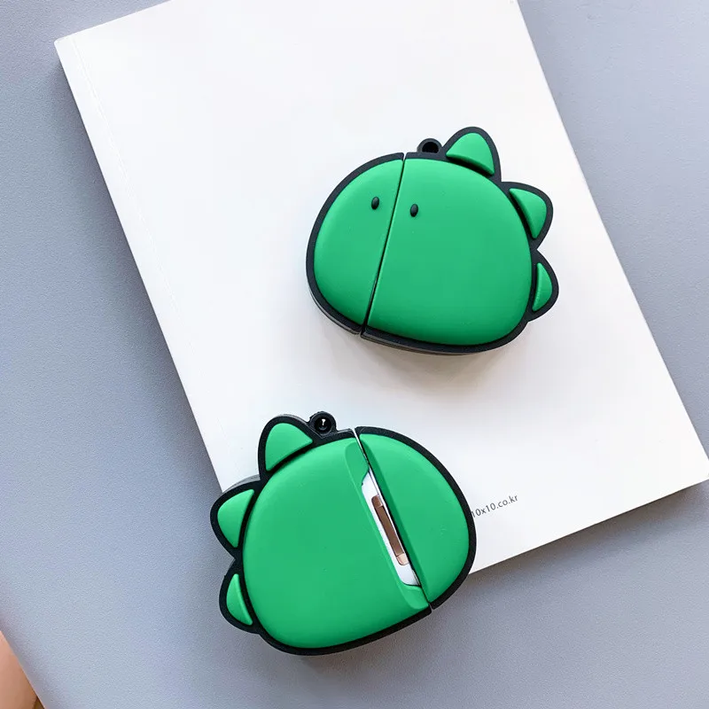 

Cartoon Cute Anime Green Dinosaur Case For Airpods 1 Bluetooth Headset Earphone Case For Airpods 2 Funny Cover Keychain Ring