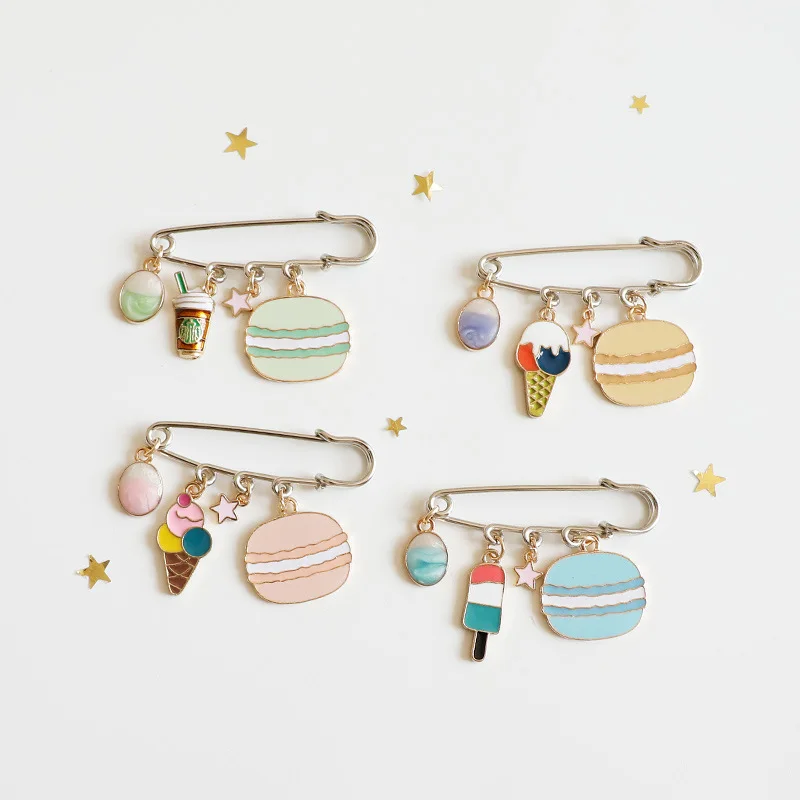 

Yishan 3PCS Summer Refreshing cartoon Ice cream macaron MINI brooch badge coat backpack jewelry accessories YS0209