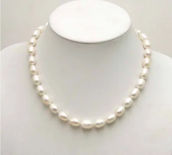

SALE 7-8mm Rice White Natural Freshwater PEARL 17" NECKLACE-nec5024
