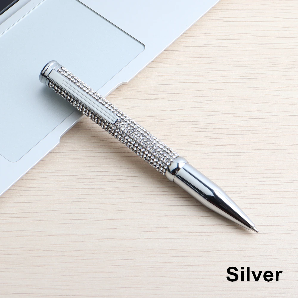 Baikingift флеш-накопитель со стразами шариковое кольцо для пера Свадебный офис 0,7 мм студенческие канцелярские принадлежности в подарок; индивидуальный логотип - Цвет: Silver