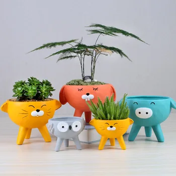 

Cartoon Resin Planter for Succulents Cute Corgi Mini Flowerpot Desktop Pot Jardin Bonsai Flower Planter Flowerpot