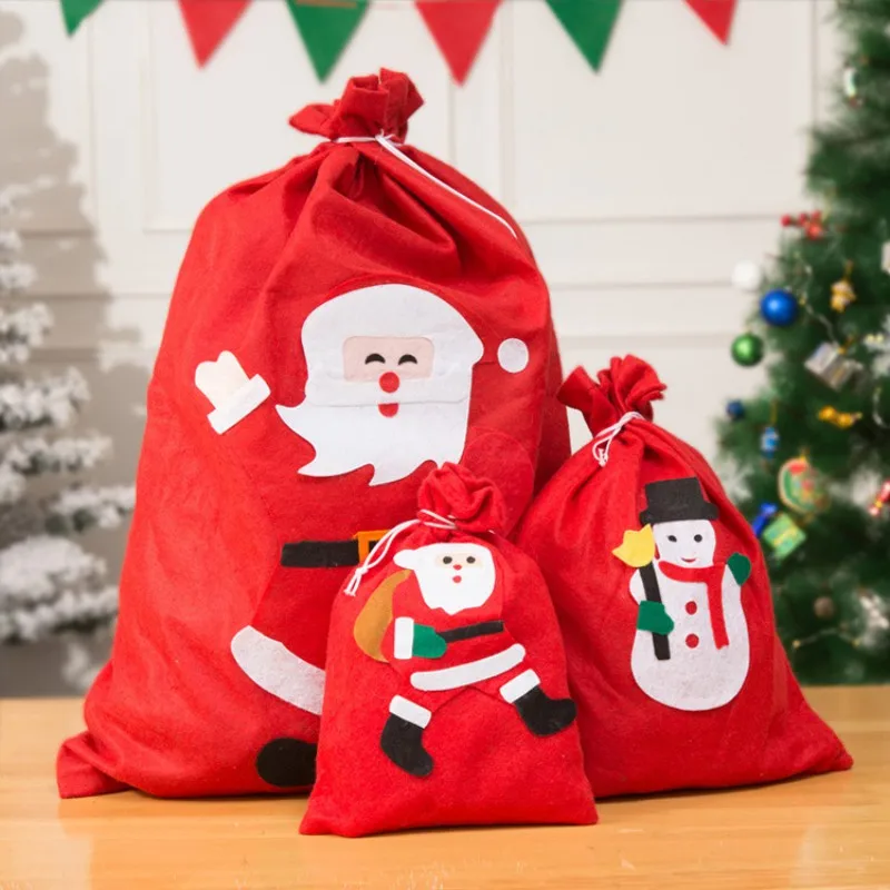 3 size Christmas Gift Creative Santa Claus Pattern Bag Candy Storage Supplies Prop Backpack Strap 25 | Дом и сад