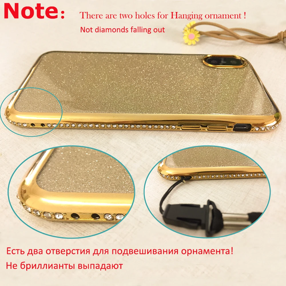 NFH Bling Rhinestone Бампер протектор чехол для iPhone 6 6S 7 8 Plus Модный Блестящий силиконовый задняя крышка Celular X на Xs XR XS Max