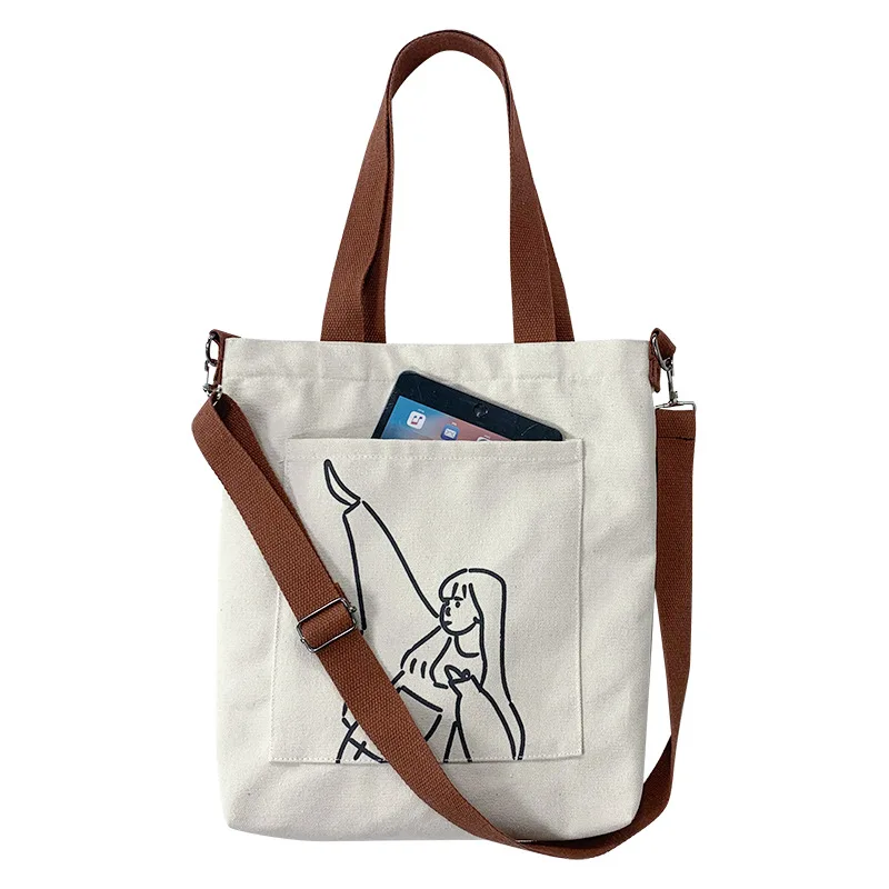 Cute Cartoon Fashion Canvas Bag Students' Supply Multi-layer Convenient Storage Tutorial Bag Lovely Stationery afbeelding