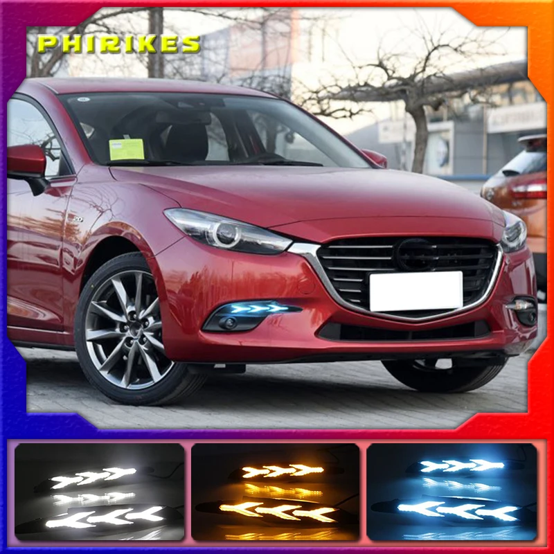 

For Mazda 3 Axela 2017 2018 LED DRL Daytime Running Light Daylights yellow Signal lamp car-Styling lights