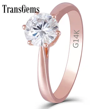 

Transgems Center 1ct Rose Gold Emagement Ring for Women 14K Rose Gold 1 Carat 6.5MM F Color Moissanite Diamond Solitare Ring