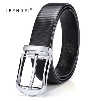 

IFENDEI Men's Leather Belt Pin Buckle Cow Genuine Leather Belts for Men High Quality Belt