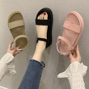 

Beige Heeled Sandals Muffins shoe Clogs Wedge 2020 Women's Female Shoe Med Velvet Shoes All-Match Clear Heels Black Flat