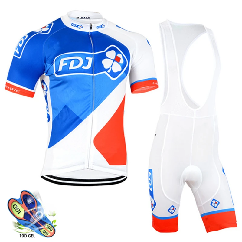 FDJ Велоспорт Джерси Набор Pro команда одежда для велоспорта Велоспорт нагрудник шорты Быстросохнущий Мужской трикотажный комплект для велоспорта Ropa Ciclismo - Цвет: Bib cycling set