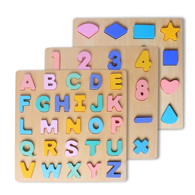 

Wooden toy digital learning language letters cognitive geometry building blocks early education educational toys 3 kinds