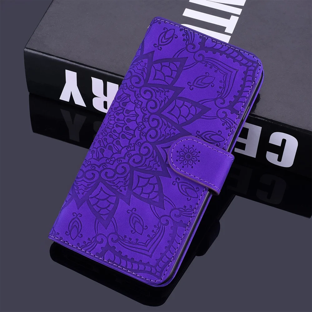 Кожаный чехол для iPhone 7, 8, 6, 6S Plus, 5, 3D кошелек с цветочным рисунком, чехол для телефона, для iPhone 11 Pro, Max X, XR, XS, MAX, откидной Чехол-кошелек, Coque - Цвет: Purple