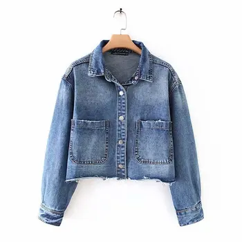 

New winter Xiao Chen, 68-0108, the European and American fashion flanging burrs jean jacket
