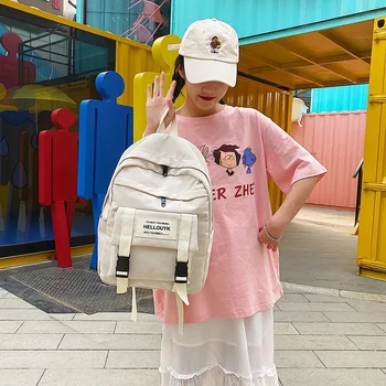 

2020 new college wind bag wild canvas female school bag simple large-capacity backpack