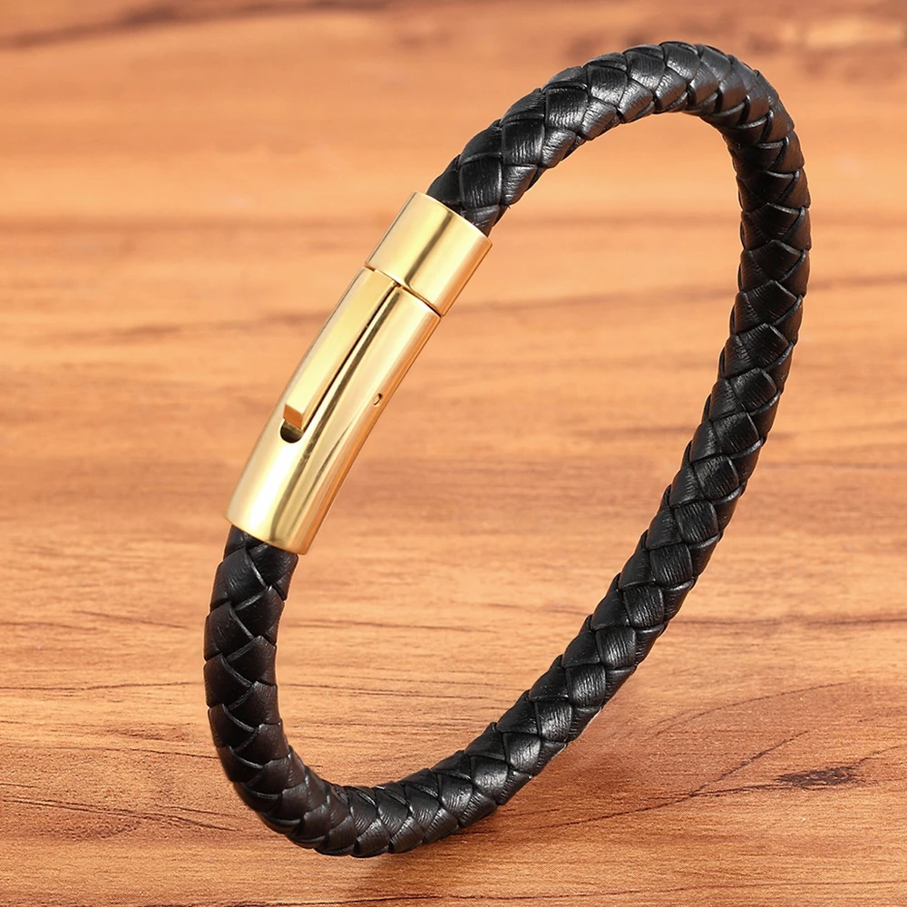 Bracelet Jewelry Stainless Steel Braided Bracelets For Women Men Genuine Leather Bangles Special Birthday Party Jewelry