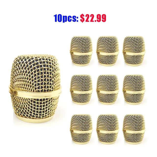 2pcs Polished Gold Beta87A Mesh Grille Metal Ball For Shure Microphone Accessories Wholesales Limited time offer