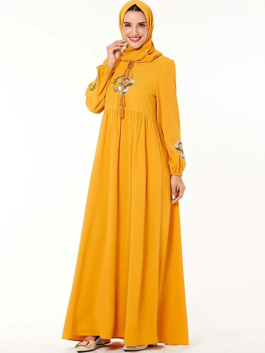 Abaya/мусульманское платье макси с цветочной вышивкой; Vestidos; кардиган; элегантное кимоно; длинные халаты; Jubah; Ближний Восток; Eid Ramadan; Исламский