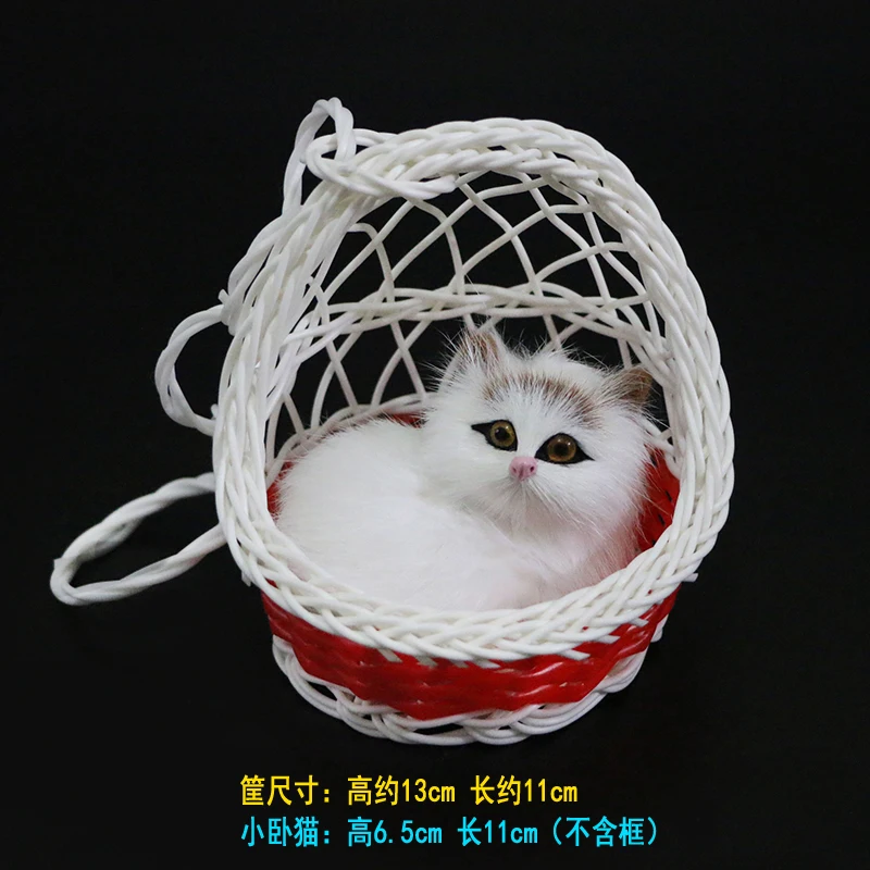 Super Cute Simulation Cat Basket Animal Rabbit Dog Model Doll Children's Toy Valentine's Day Birthday Gift