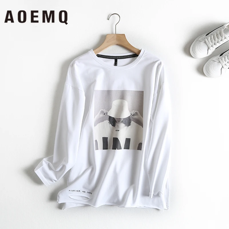 AOEMQ повседневные рубашки белый/черный цвет американская девушка Характер печати