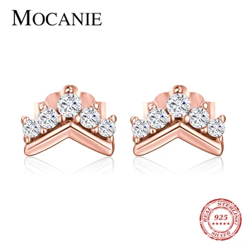 

Mocanie Classic 925 Sterling Silver Bright Zircon Luxury Crown Stud Earring for Women Wedding Engament Party Fine Jewelry Gift