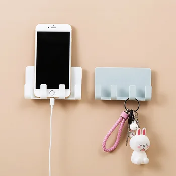 

Wall Mount Holder For Mobile Phone PhoneStorage Holder Hook Phone Charging Holder Stands Mount For Keychain Cable