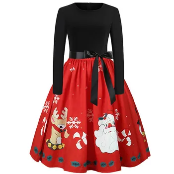 

Madam clothing OWLPRINCESS Round neck long sleeve printed 2019 vintage dress