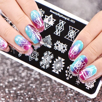 

Beautybigbang 4 PCS Nail Art Stamping Plates Set Stainless Steel Geometry Design Nails Stamp Template Carimbo De Unha Stencil