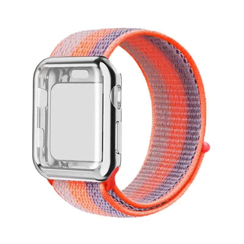 Sport loop strap for apple watch 4 5 case band 44mm 40mm apple watch band 42mm 38mm iwatch 5/4/3/2/1 full screen protector cover - Цвет ремешка: 37