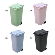 

Mini plastic desktop trash can Creative multifunctional pen holder Desktop debris sorting trash can.