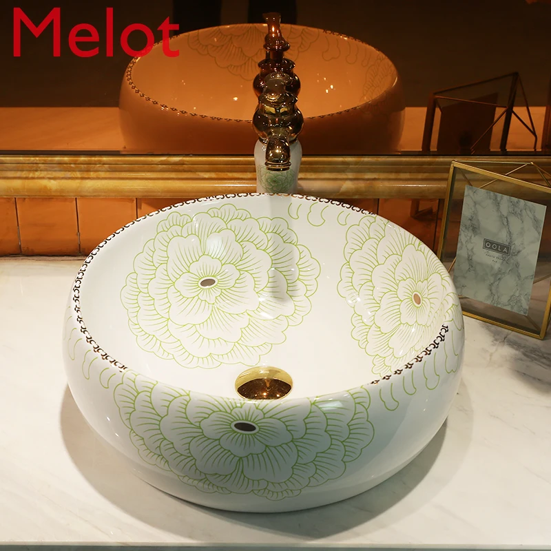 

Small Size Wash Basin Ceramic Washbasin Bathroom Art Basin Home Balcony Basin