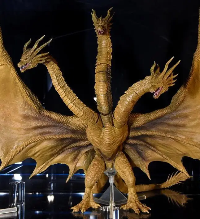 

2019 New Version Movie Gojira 3 Heads Golden Dragon King Ghidorah Joints Moveable PVC Action Figure Collectible Model Toys
