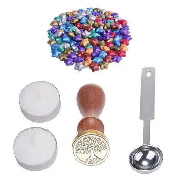 

Wax Seal Stamp Kit European Retro Star Shape Sealing Wax Beads Multi Colored 100pcs With Wax Melting Spoon