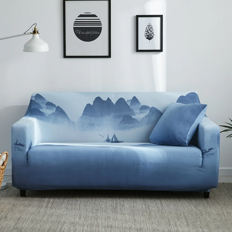 

Chinese landscape painting Fresh Love Sofa Protector Cover for Living Room Sofa Slipcovers Sectional L Shape Sofacover