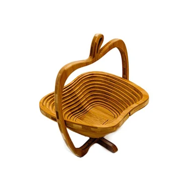 

Collapsible Apple Shaped Bamboo Basket Kitchen Fruit Storage Centerpiece Decor Kitchen Tool