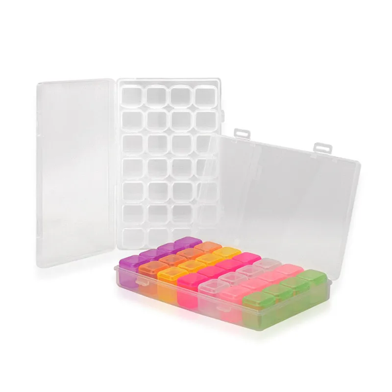 

28pc Nail Art Sequins Storage Box Multifunction Transparent Plastic Grids Cosmetic Dispenser Jewelry Organizer Boxes Makeup Case