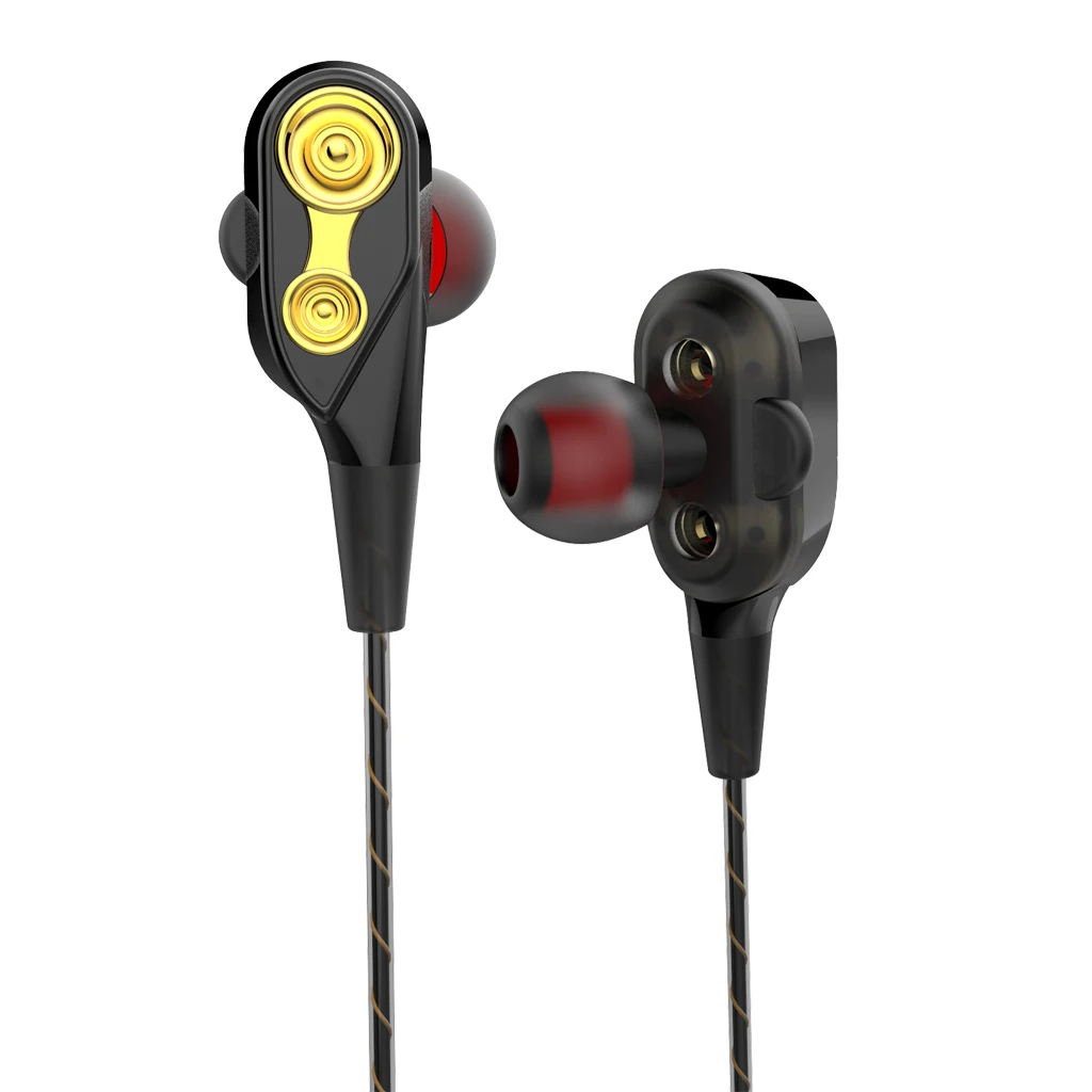 

3.5mm In-Ear Stereo Headphone Headset Earphone Earbuds Mic Dual dynamic drivers HiFi in-ear Earphone For iPhone Samsung Xiaomi